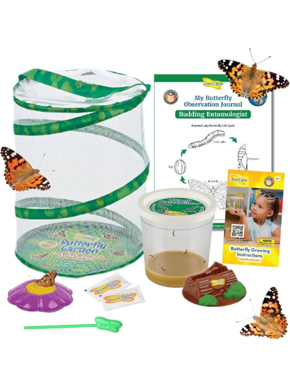 Butterfly Garden Kit with Live Caterpillars - STEM Learning, Habitat & Feeder
